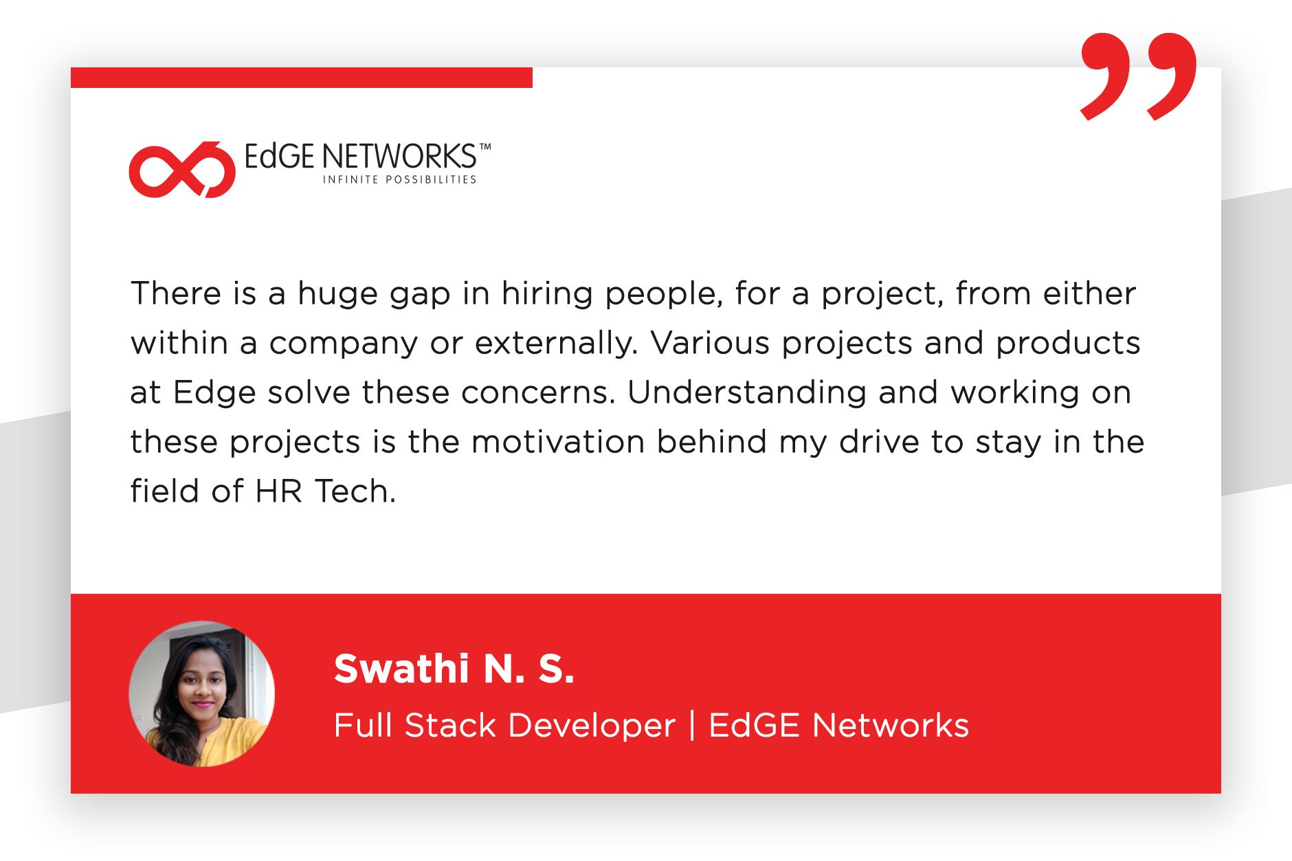 Swathi, Full Stack Developer for EdGE Networks, talks about her journey through the field of HR Tech | Future Of Work